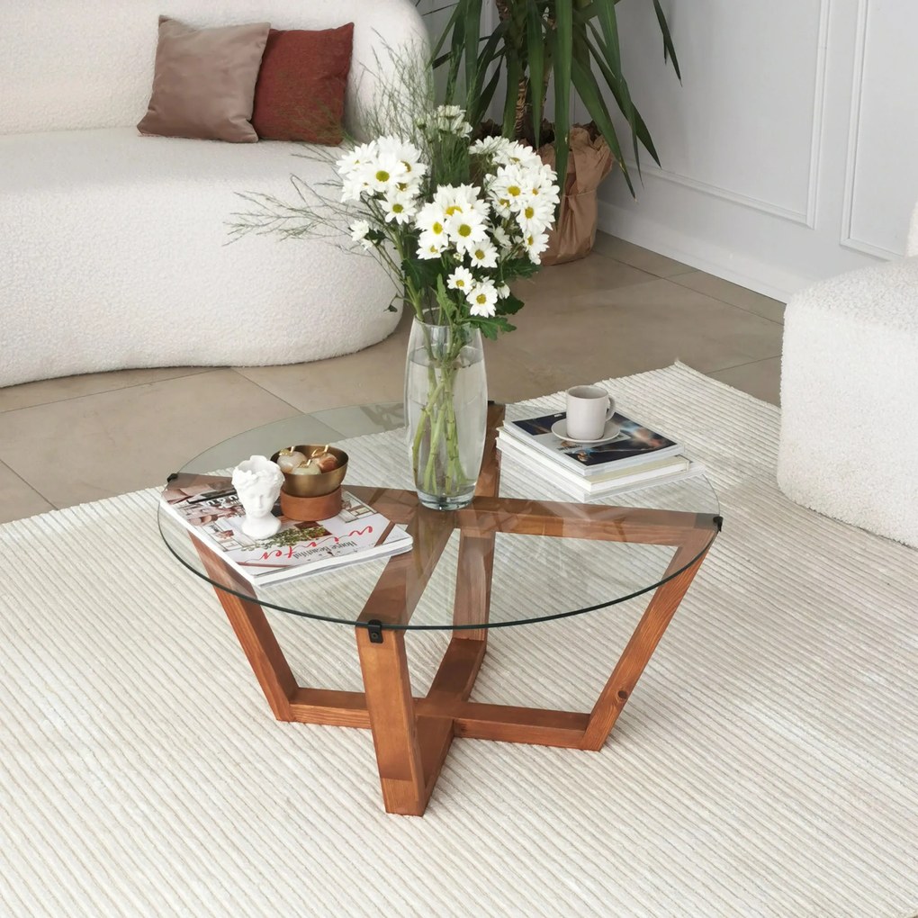 Mesa de Centro Lotus – Madeira – 75x35x75 cm