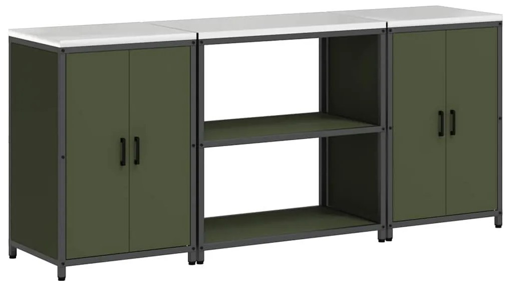Conjunto de Armazenamento de Cozinha 3 pcs Verde Oliva