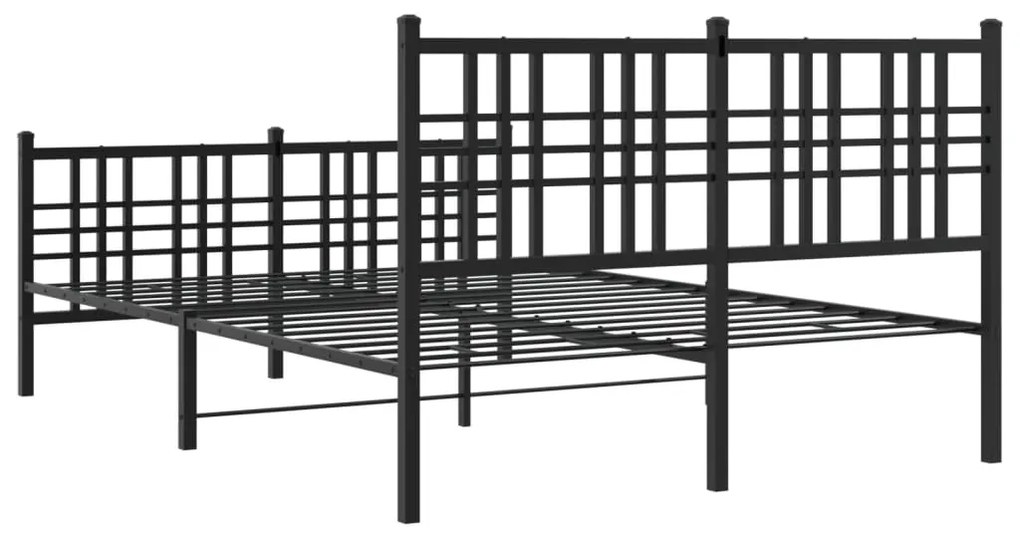 Estrutura de cama com cabeceira e pés 140x200 cm metal preto