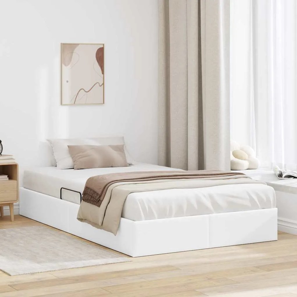 vidaXL Cama com Armazenamento Branco Puro 120 x 200 cm Couro sintético