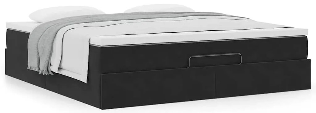 Estrutura de cama otomana com colchão 180x200 cm veludo preto