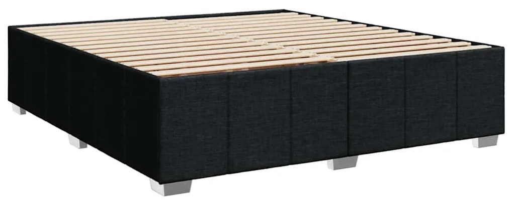 Cama com molas/colchão 200x200 cm tecido preto