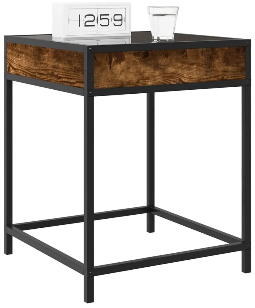 Mesa de cabeceira c/ LED Infinity 40x40x51 cm carvalho fumado