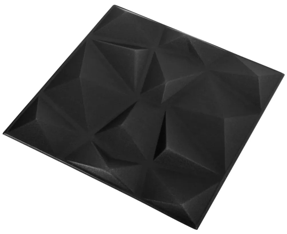 Painéis de parede 3D 24 pcs 50x50 cm 6 m² preto diamante