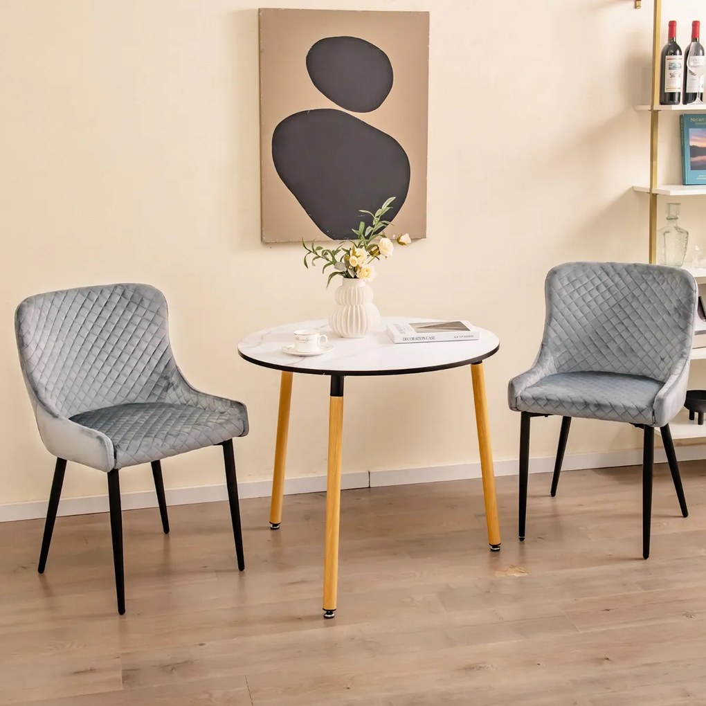 Conjunto de 2 cadeiras de jantar com pernas de metal e almofadas ajustáveis Cadeira de cozinha moderna para sala de estar 60 x 52 x 80 cm cinza
