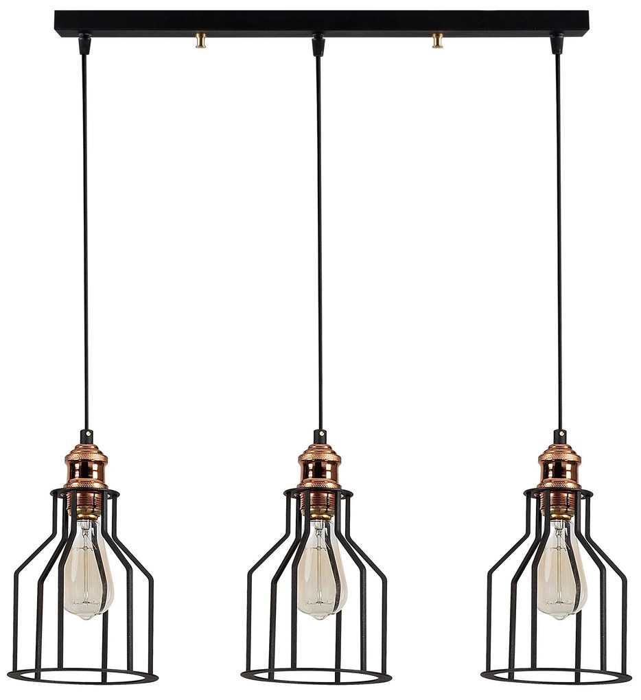 Candeeiro de Teto Alacati – Preto e Bronze – 67 x 17 cm