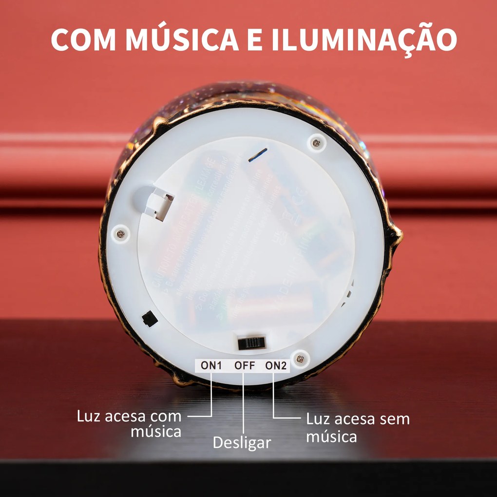 Bola de Neve com Música e Luzes Globo de Neve com Cena de Pai Natal e Criança Decoração de Natal Bronze