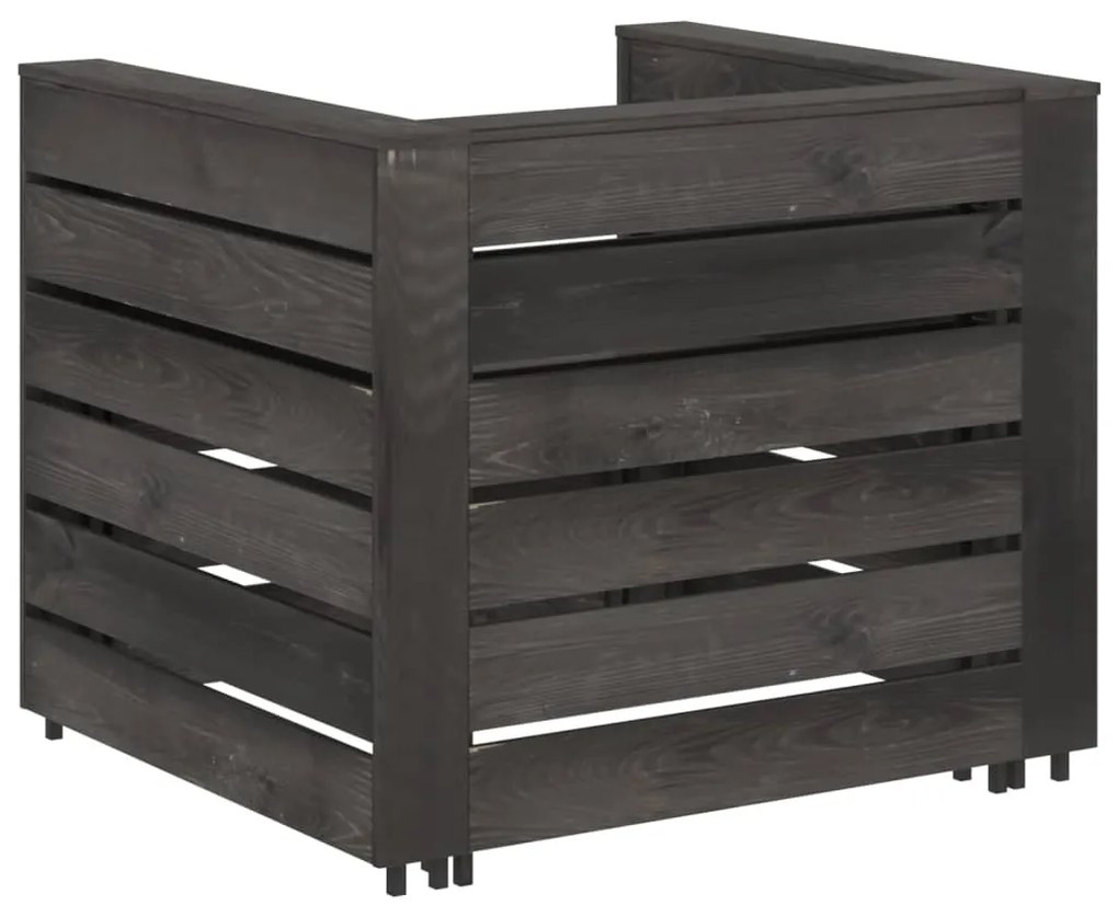 2 pcs conjunto lounge jardim em paletes pinho impregnado cinza