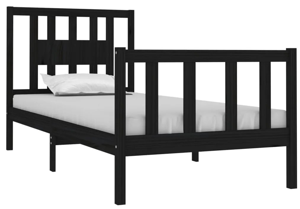 Estrutura cama pequena solteiro 75x190 cm madeira maciça preto