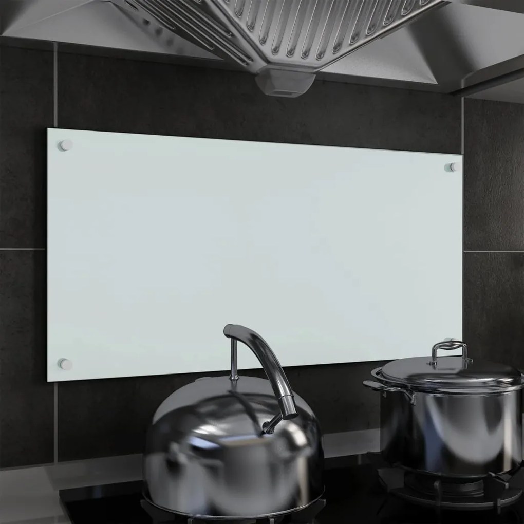 249454 vidaXL Painel anti-salpicos de cozinha 80x40 cm vidro temperado branco