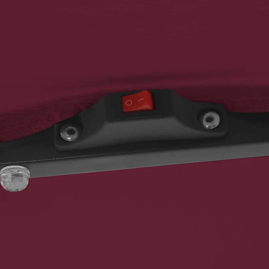 Guarda-sol com Luzes LED 295x245 cm Vermelho Bordeaux