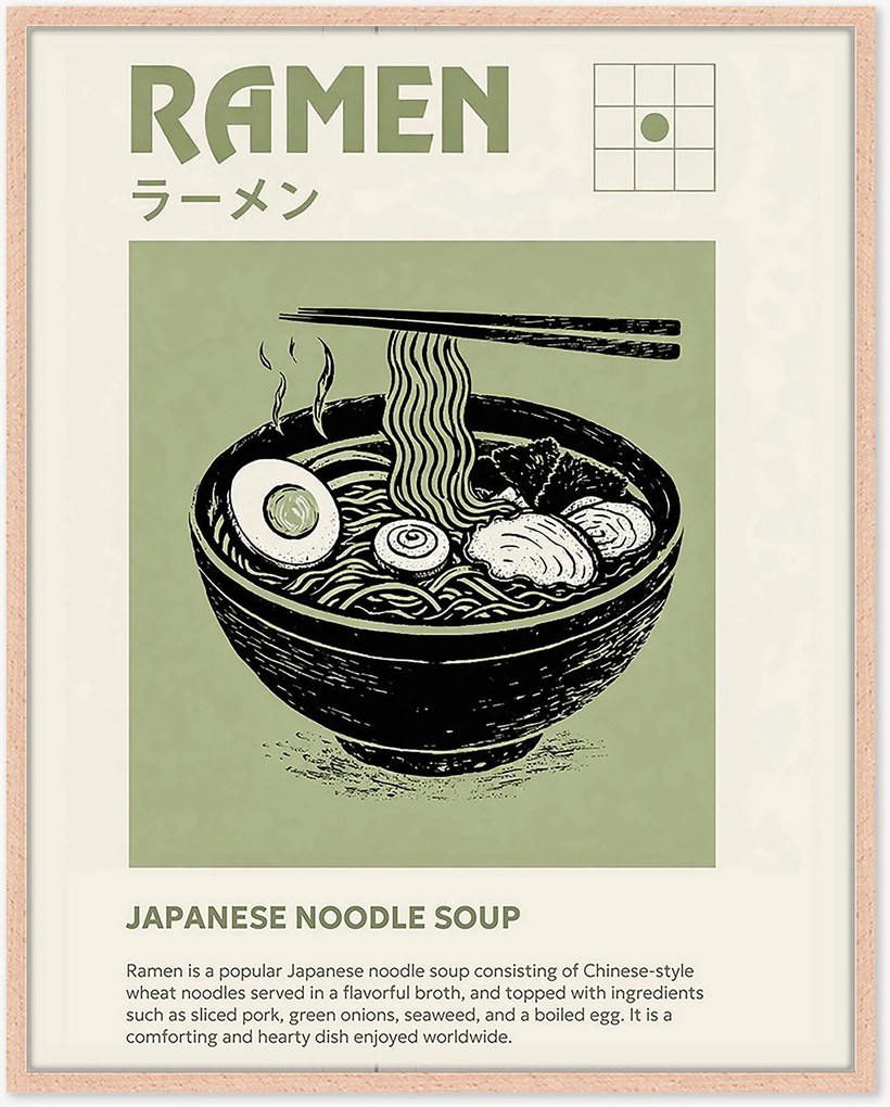 Impressão digital emoldurada artesanal Ramen