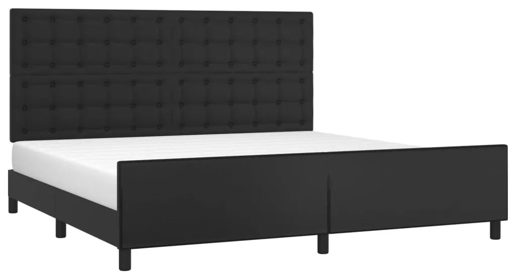 Estrutura cama c/ cabeceira 200x200 cm couro artificial preto