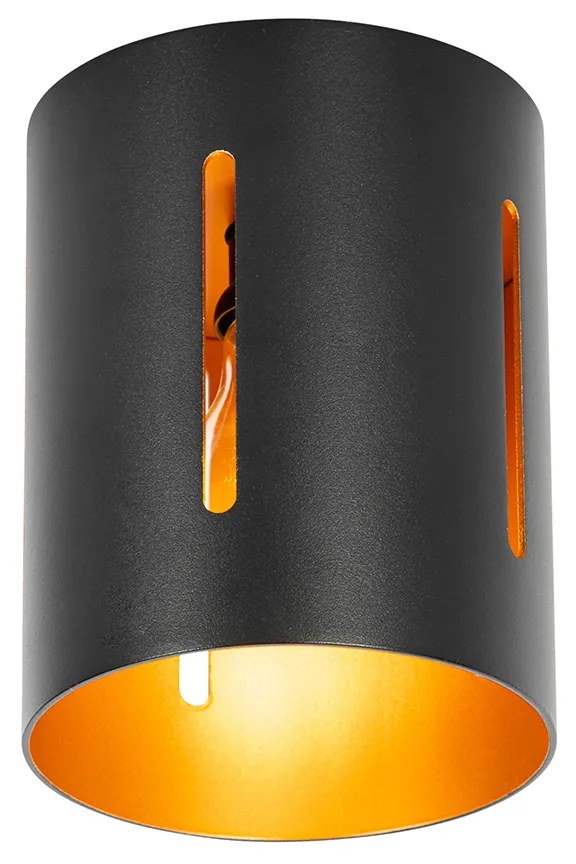 Candeeiro de teto design preto com interior dourado - Yana Design