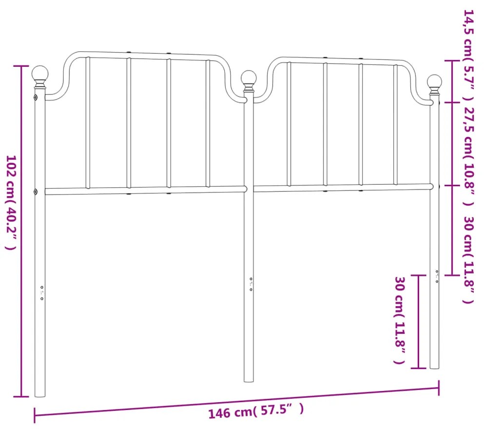 Cabeceira de cama 140 cm metal preto