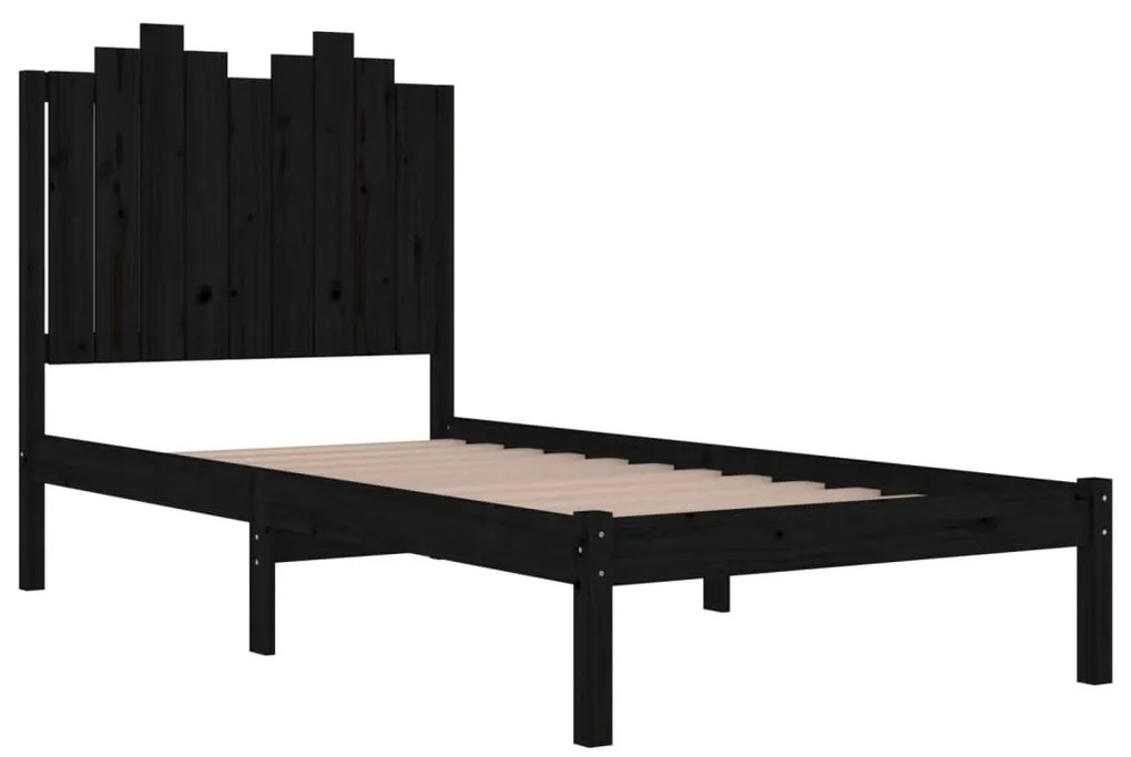 Estrutura de cama 100x200 cm pinho maciço preto