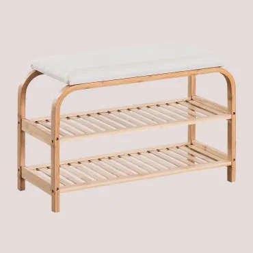 Banco Sapateira 70 Cm Em Madeira De Bambu Kaupo Branco - Sklum