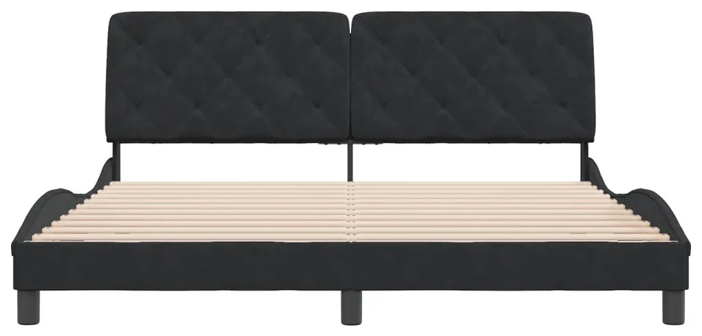 Estrutura de cama sem colchão 180x200 cm veludo preto