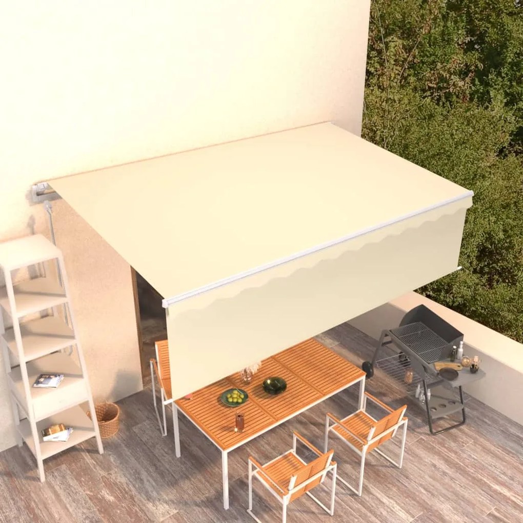 vidaXL Toldo retrátil automático com estore 5x3 m cor creme