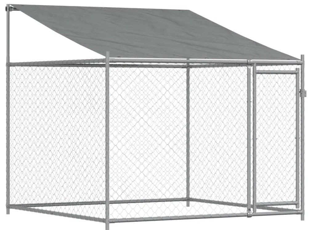 Jaula para cão com telhado/portas 8x2x2 m aço galvanizado cinza