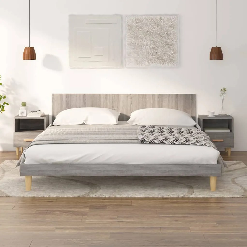 vidaXL Mesas de cabeceira 2 pcs 40x35x47 cm sonoma cinzento