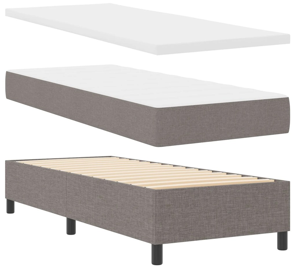 Cama Box Spring com Colchão Taupe 80x200 cm Tecido