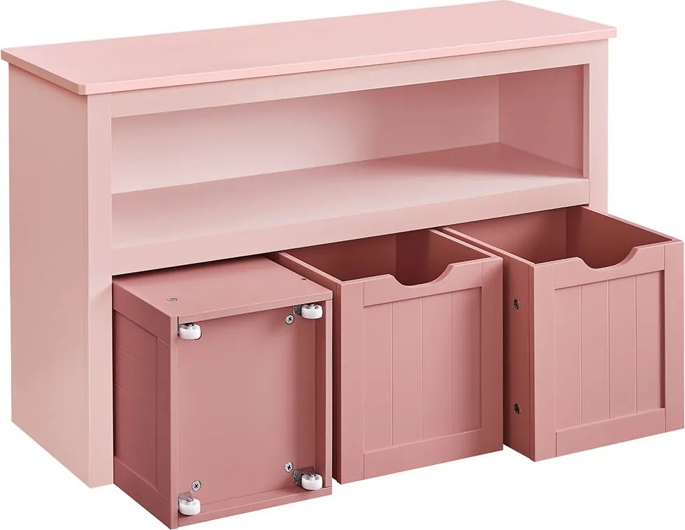 Estante para crianças com Rodas 30 x 102 x 60 cm cor-de-rosa pastel