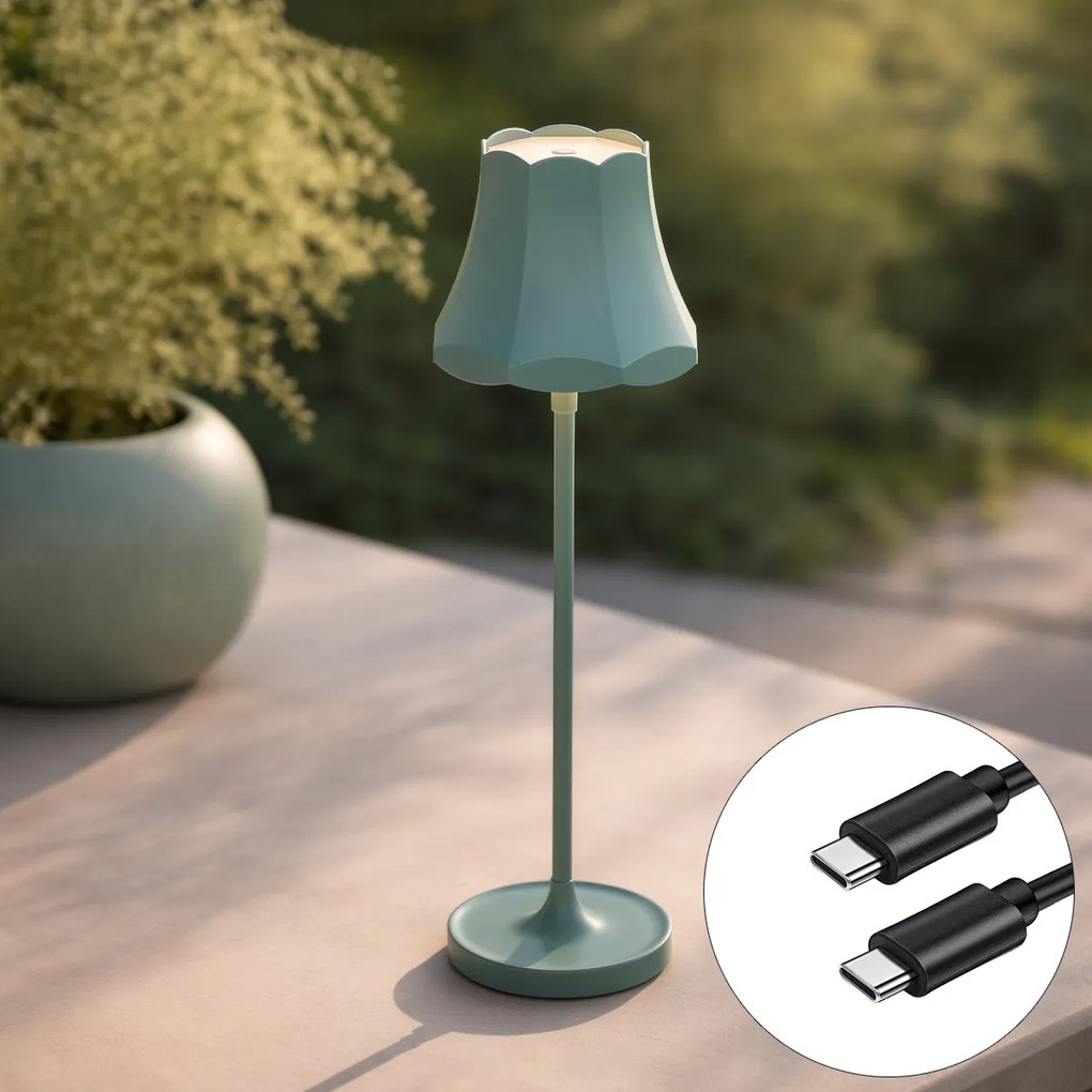 Candeeiro de Mesa Retro Azul Mineral Recarregável IP44 - Granny