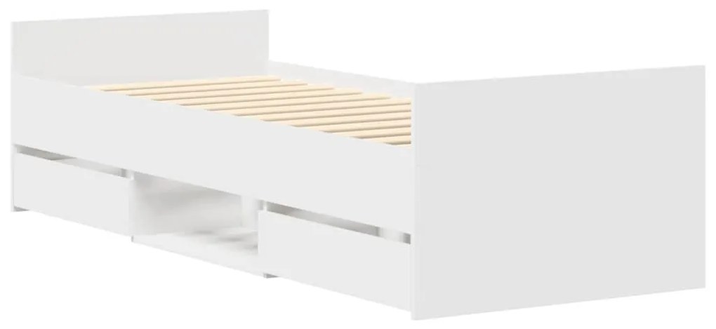 Estrutura de cama c/ painéis cabeceira e pés 75x190 cm branco