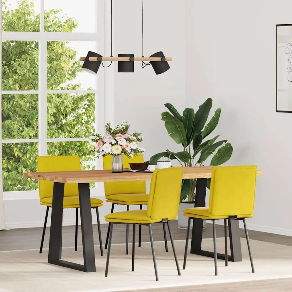 vidaXL Cadeiras de jantar 4 pcs veludo amarelo