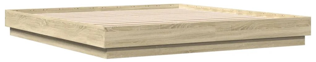 Estrutura de cama com luzes LED 200x200 cm carvalho sonoma