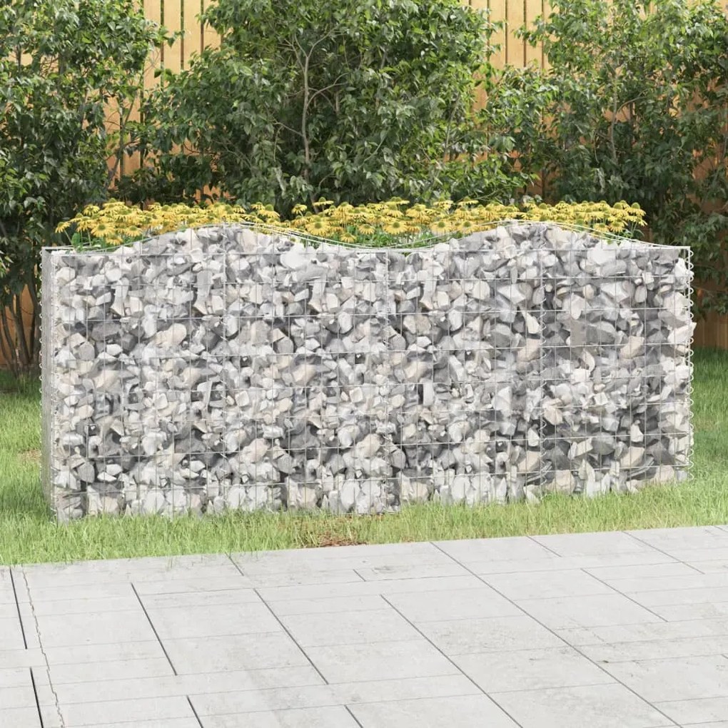 153546 vidaXL Canteiro elevado gabião arqueado 200x50x100cm ferro galvanizado