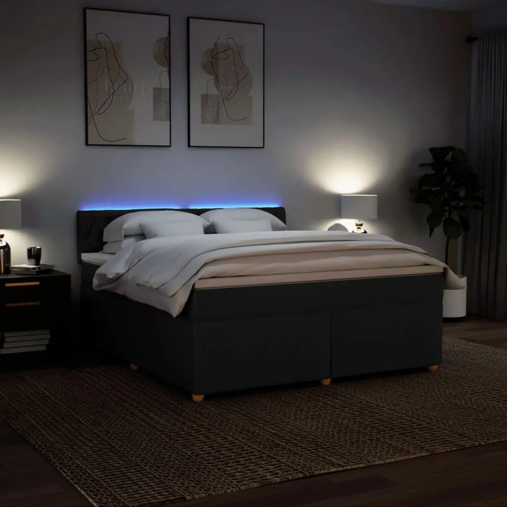 Cama com molas/colchão 180x200 cm tecido preto