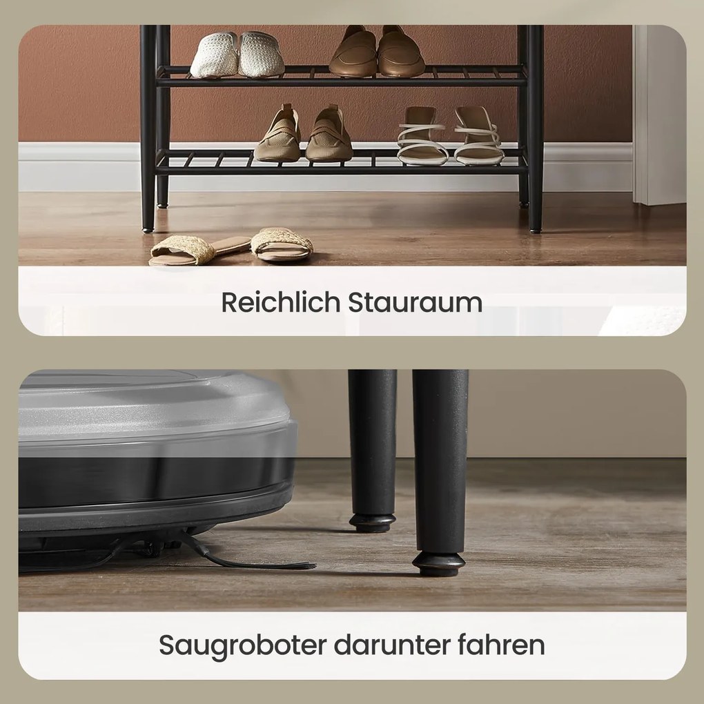 Banco entrada para sapatos Coleção EKHO 30 x 80 x 50 cm Preto