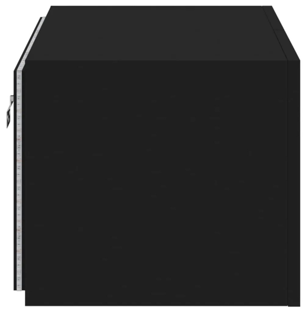 Móvel de parede para TV com luzes LED 60x35x31 cm preto