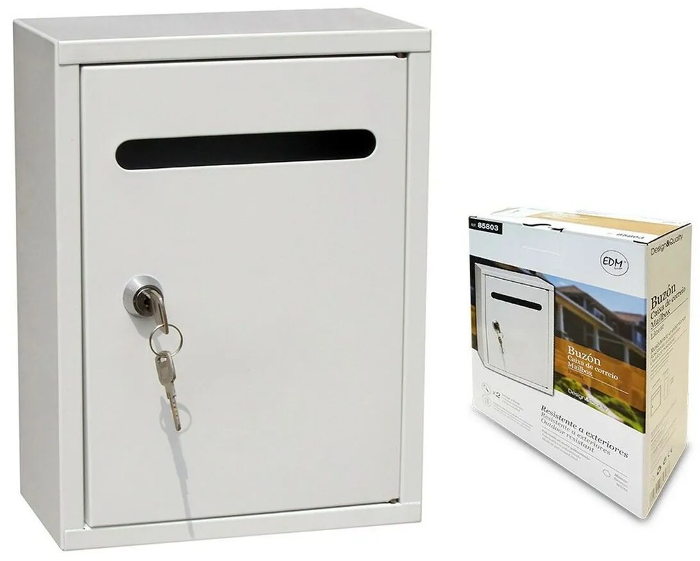 Caixa de correio EDM Linear 26 x 20 x 7,5 cm Aço Branco