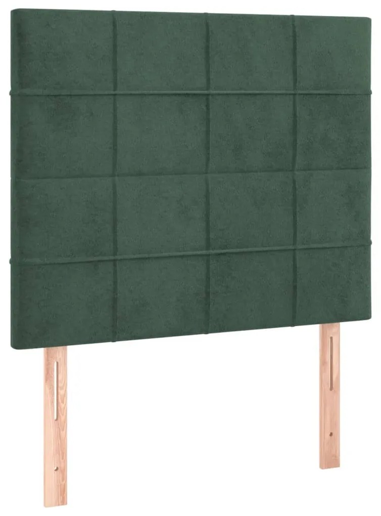 Estrutura de cama sem colchão 80x200 cm veludo verde-escuro