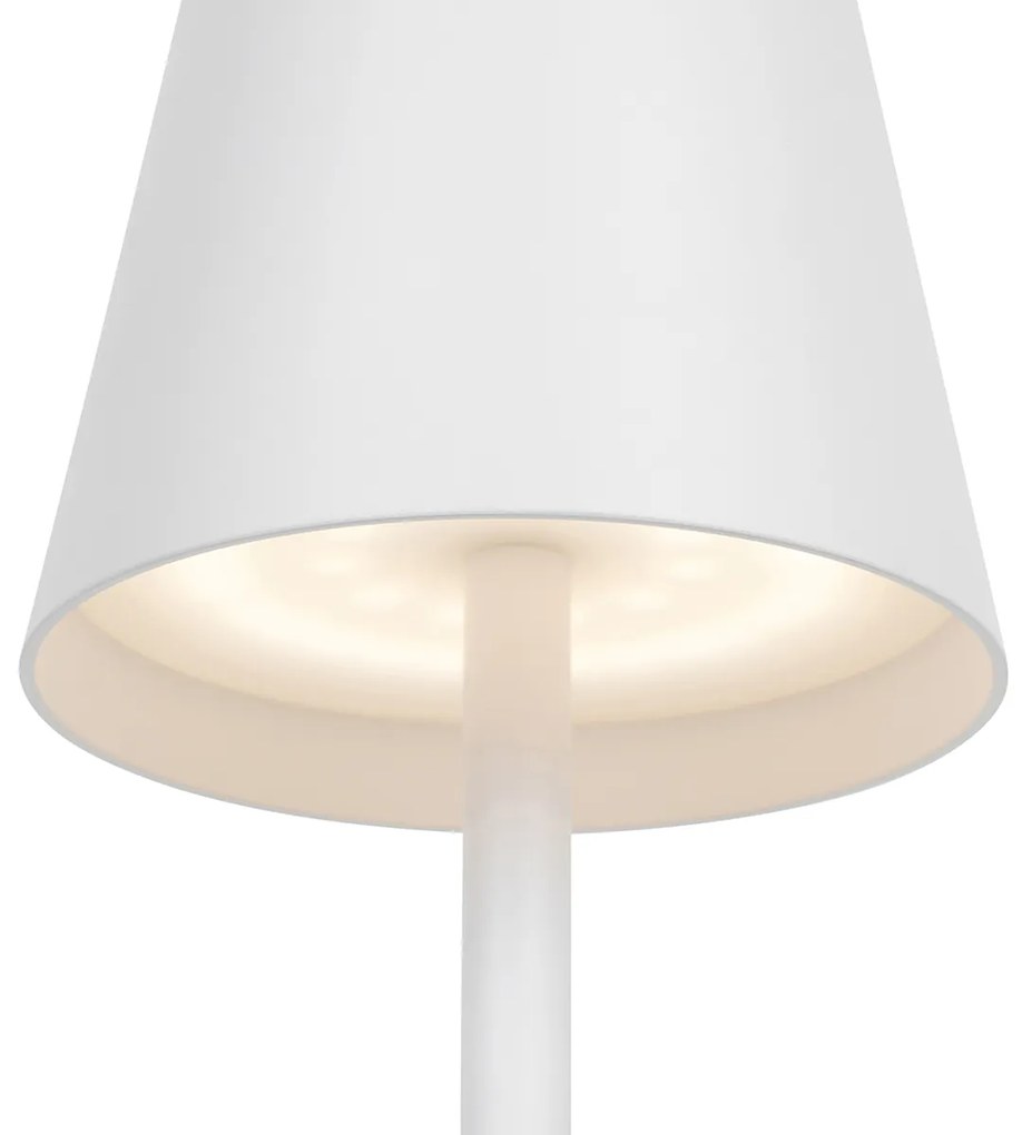 Candeeiro de mesa exterior branco com LED e dimmer tátil recarregável - Jackson Design