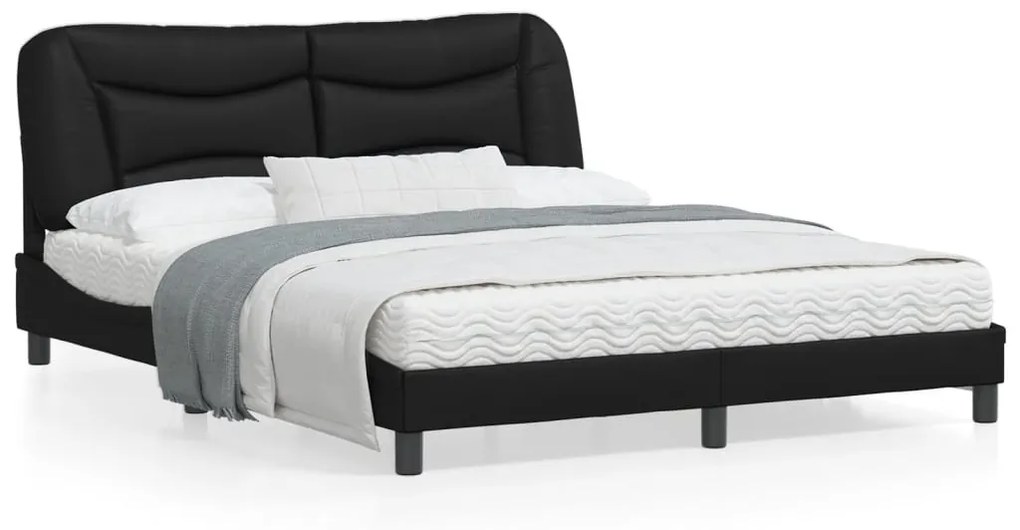 vidaXL Estrutura de cama c/ luzes LED 160x200cm couro artificial preto