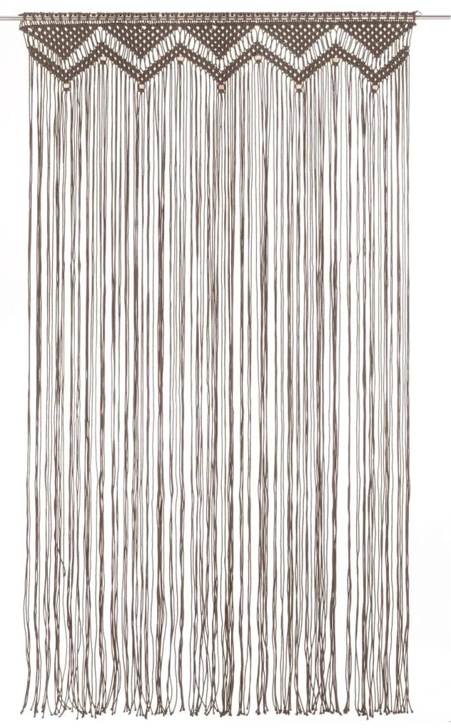 Cortina em macramé 140x240 cm algodão cinzento-acastanhado