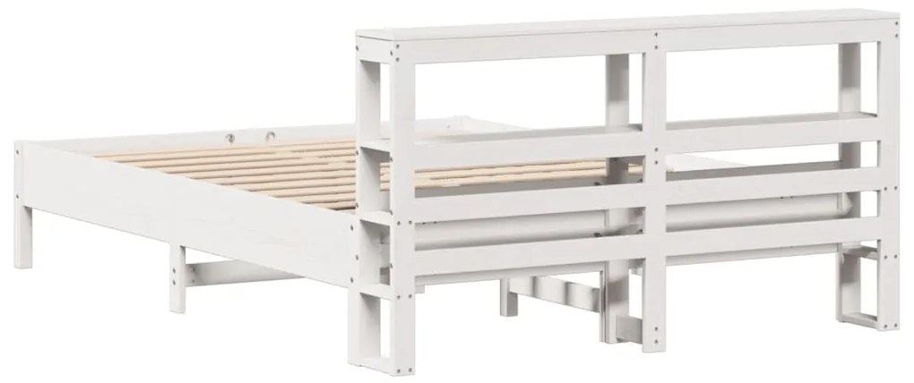 Cama sem colchão 150x200 cm madeira de pinho maciça branco