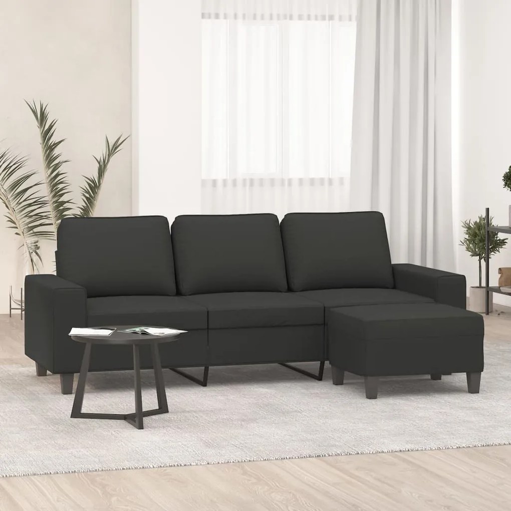 vidaXL Sofá de 3 lugares c/ apoio de pés 180cm microfibra cinza-escuro