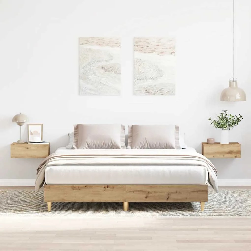 vidaXL Estrutura cama sem colchão 150x200 cm carvalho artesanal