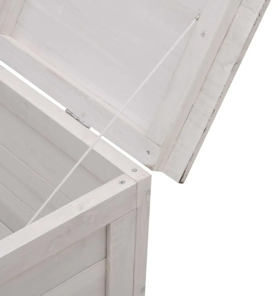 Caixa arrumação para jardim 150x50x56,5 cm abeto maciço branco