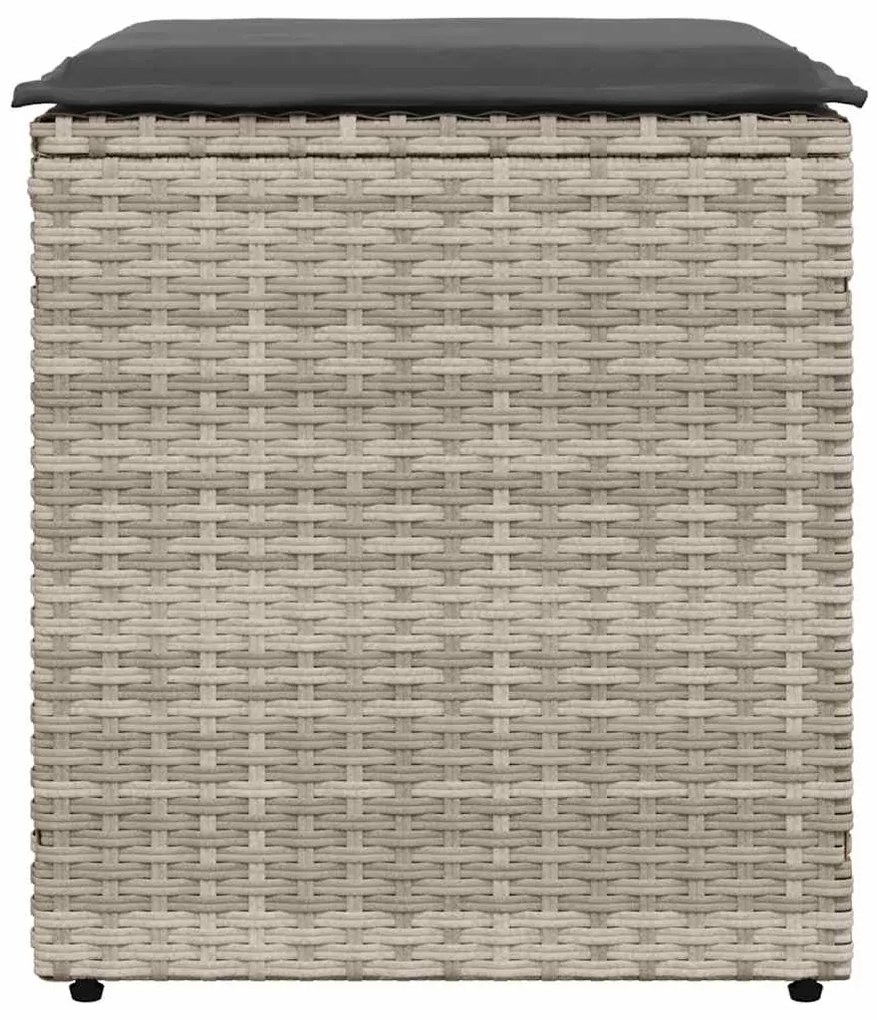 Bancos de jardim almofadas 2unid 40x40x43cm vime PE cinza claro