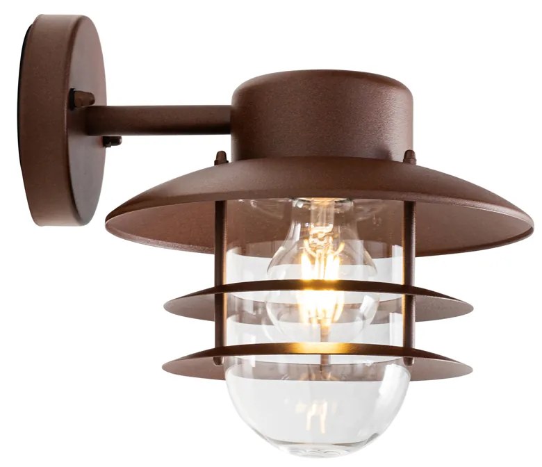 Candeeiro de parede industrial castanho enferrujado IP44 - Shell