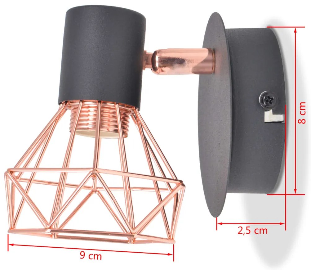 Candeeiros de parede 2 pcs c/ 2 lâmpadas filamentos LED 8 W