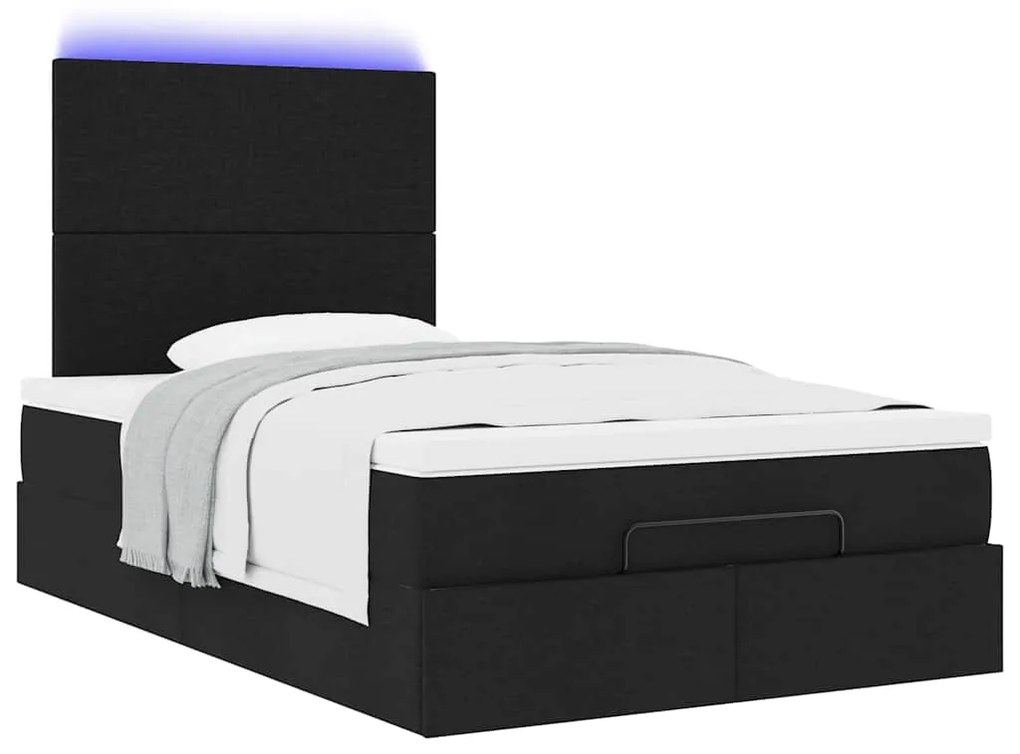 moldura de cama síriaXL otomana com colchão preto tecido