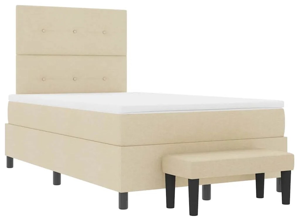 Cama Box com Colchão &amp; Banco Creme 120x200 cm Tecido