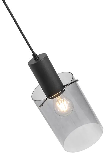 Candeeiro de suspensão vintage preto com vidro fumê - Vidra Moderno